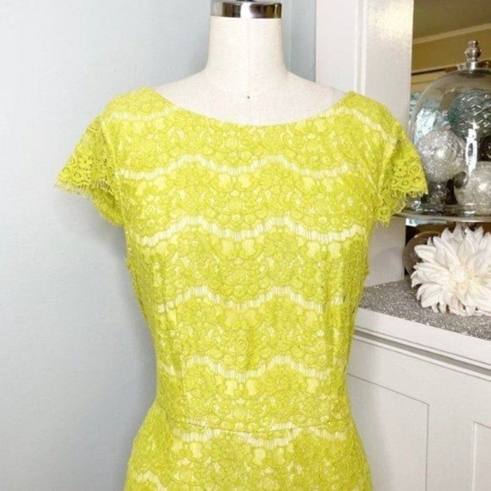 Lulu's Darling Marissa Lace Sheath Dress Lime Green View 6